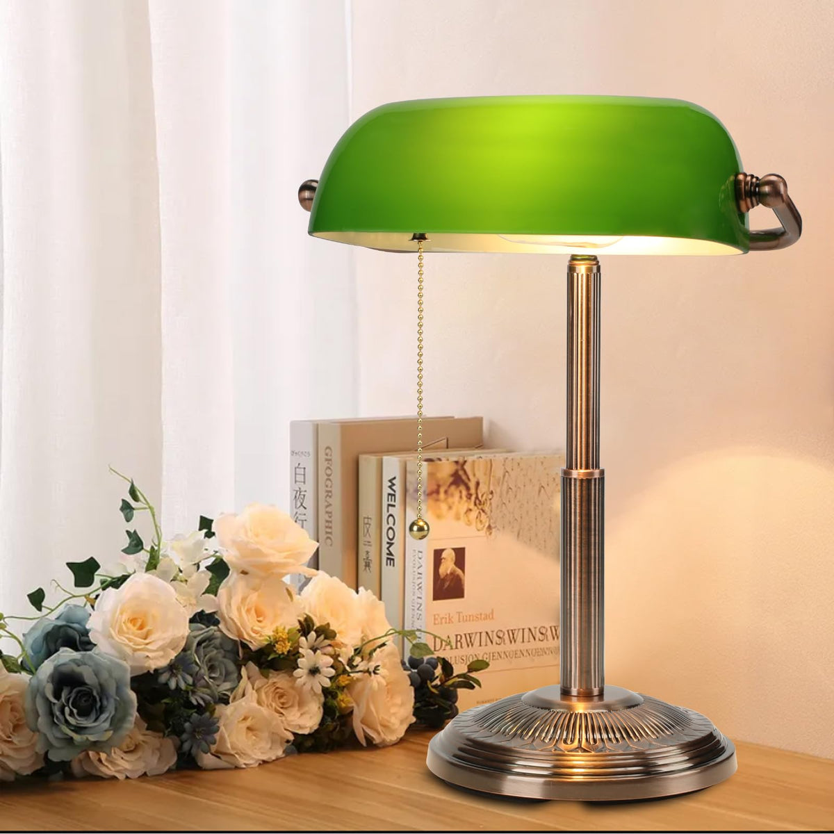 LINNMON Bankers Desk Lamp heavy metal body feels solid on desk
