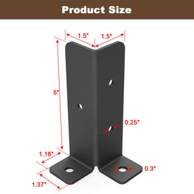 Linone half-column base brackets installed on a wooden post for deck support.