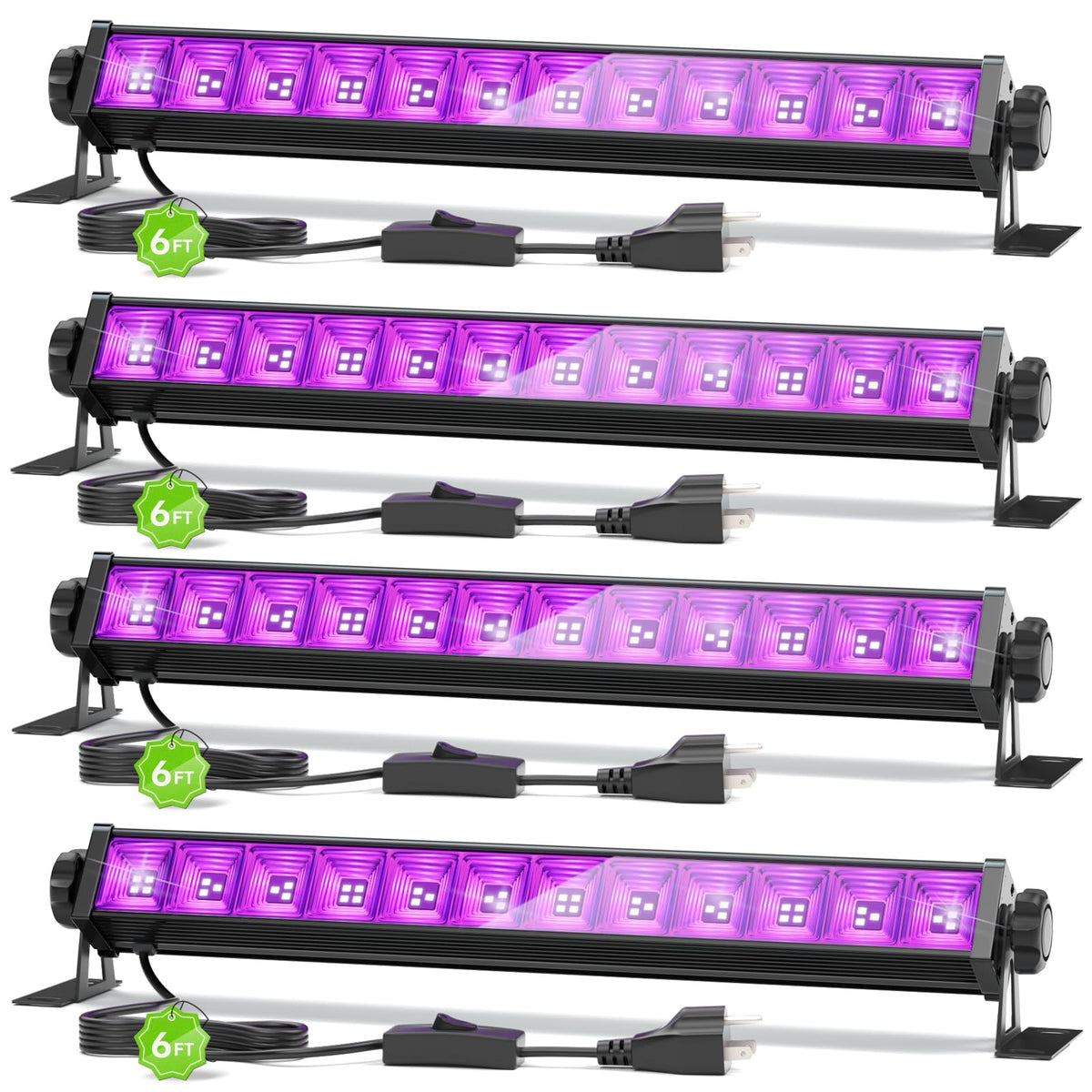 Linstaine four-pack black light bars highlight fluorescent posters for vivid displays