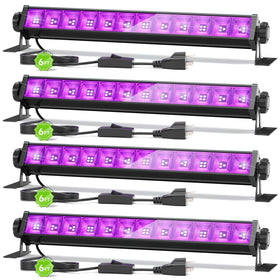 Linstaine four-pack black light bars highlight fluorescent posters for vivid displays