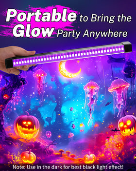 Linstaine black light bar built-in 5000mAh battery for cordless use.
