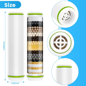 Linsuely filter cartridge shows KDF-55 and calcium sulfite filtration media