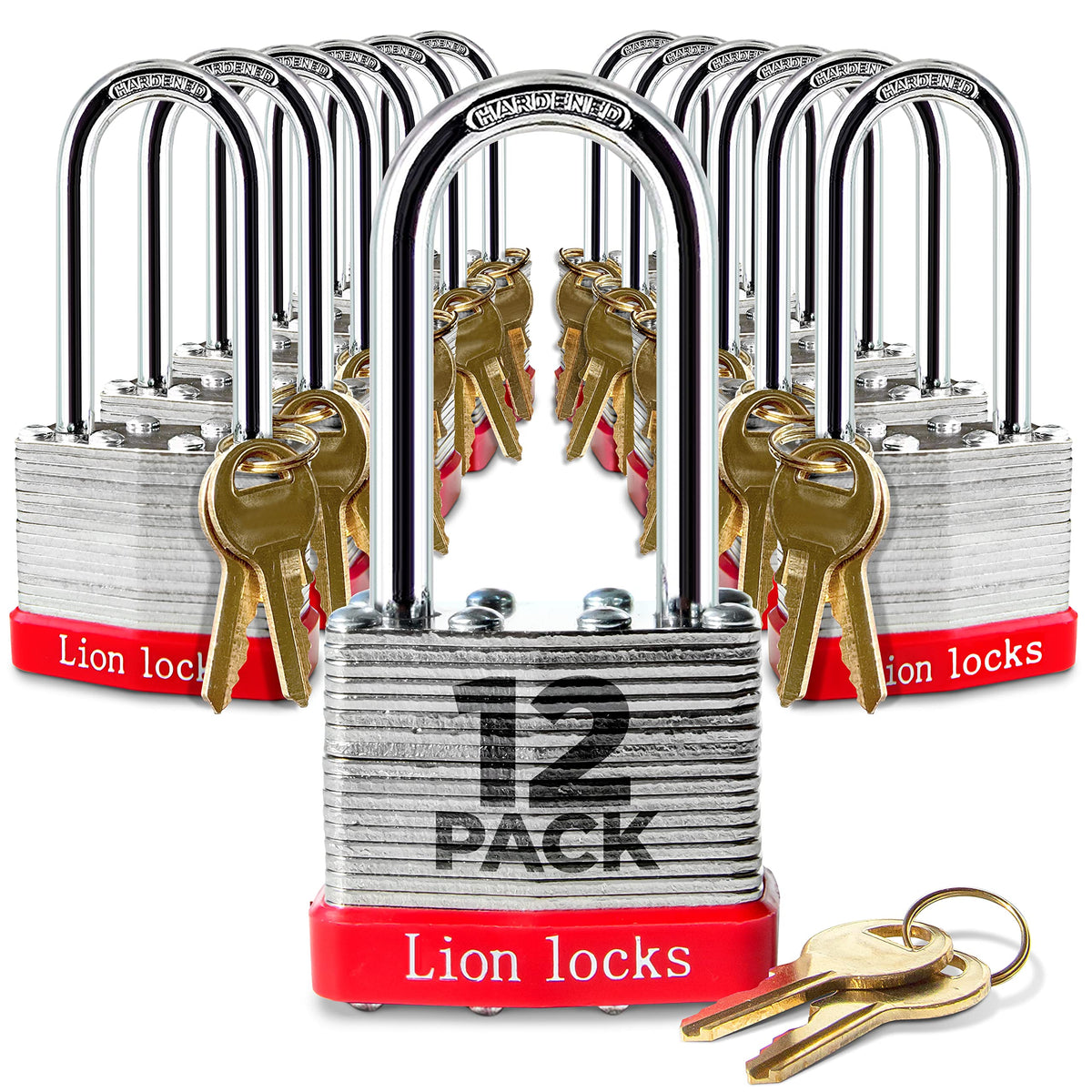 Lion Locks keyed-alike padlocks with 2-inch shackle for simpler key management.