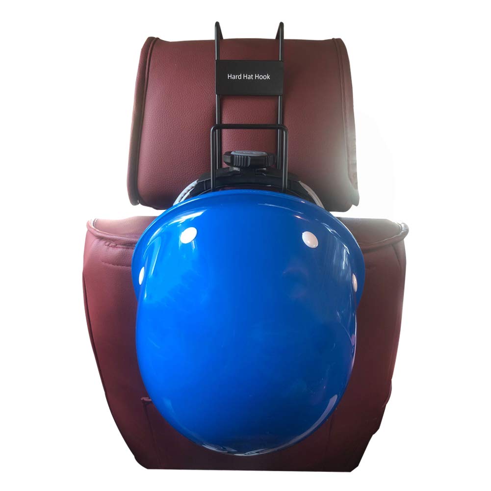 Lionshop sturdy steel hard hat rack with black mount keeps hats secure during vehicle trips.