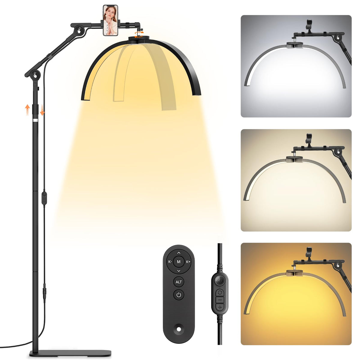 LIONVISON Half Moon Lash Light with foldable floor design for versatile lash work.