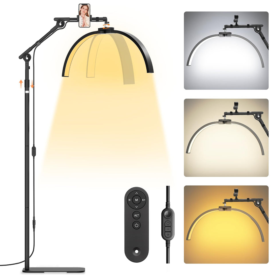 LIONVISON Half Moon Lash Light with foldable floor design for versatile lash work.