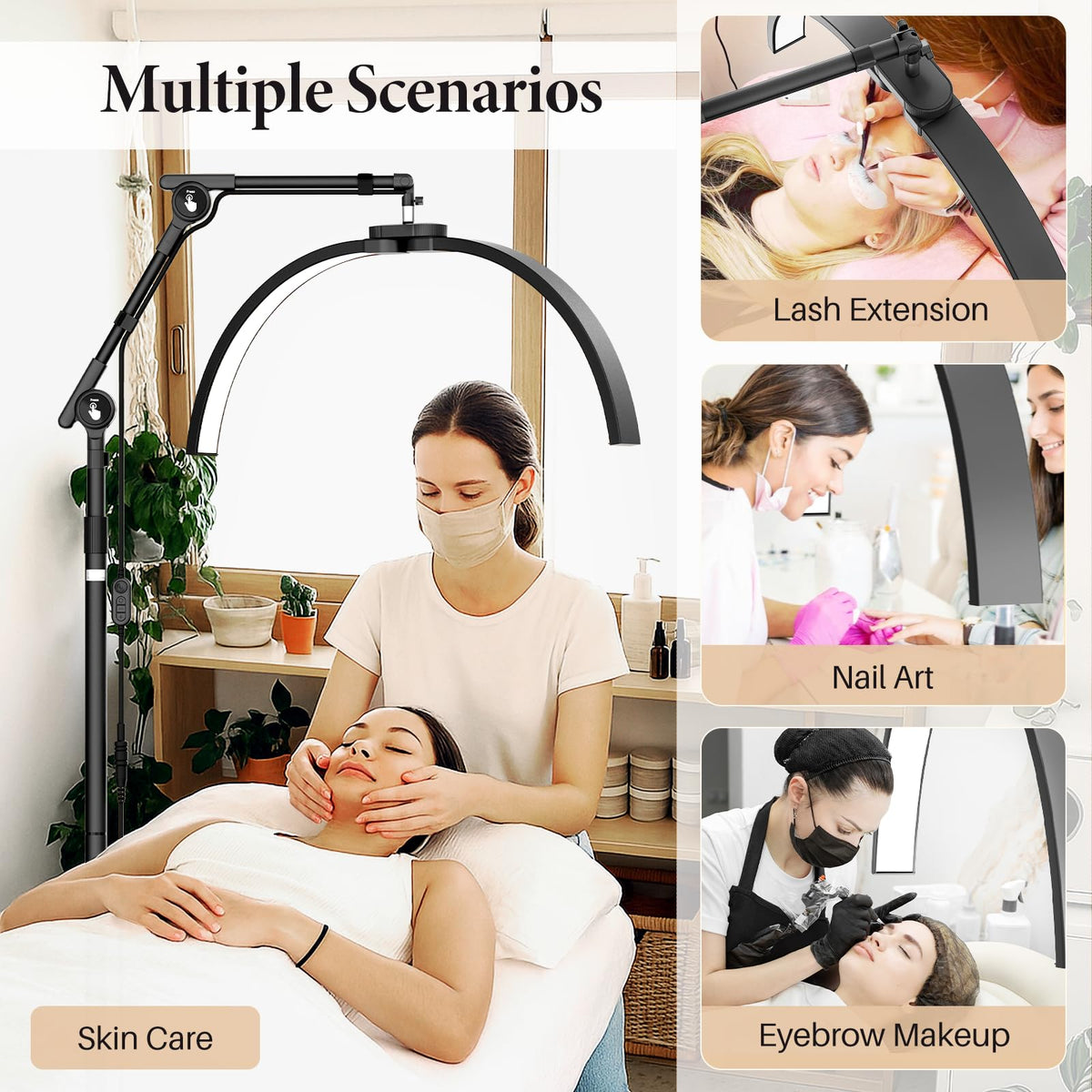 LIONVISON height-adjustable lamp extends to 210 cm for standing or seated work.