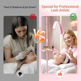 Lionvison lash light with tray storage keeps tools organized during sessions.