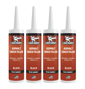 Liquid Rubber asphalt crack filler self-leveling application fills deep cracks.