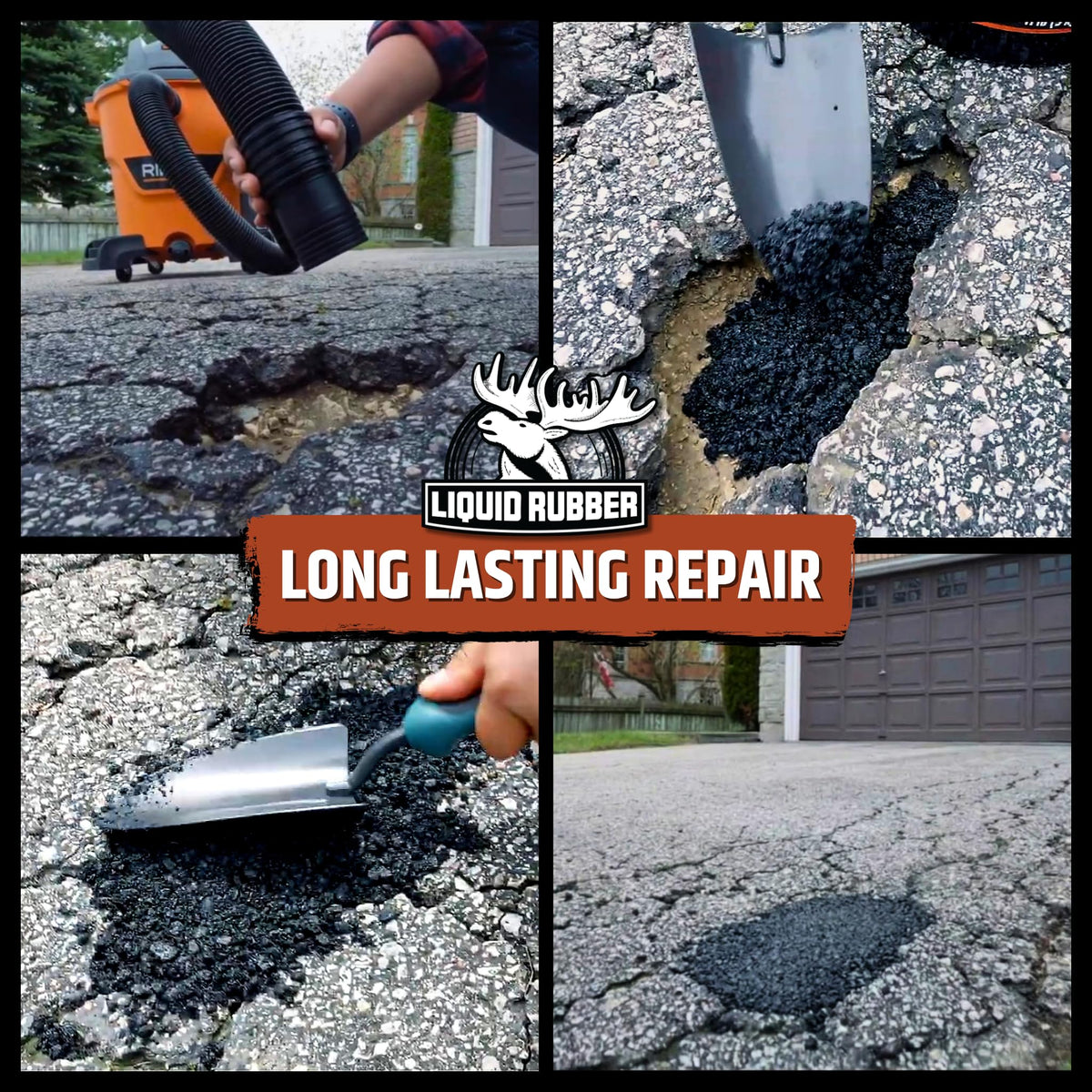 Liquid Rubber Asphalt Patch finish after repair looks smooth and durable.