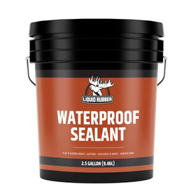 Liquid Rubber 2.5-gallon bottle shown for durable waterproofing.