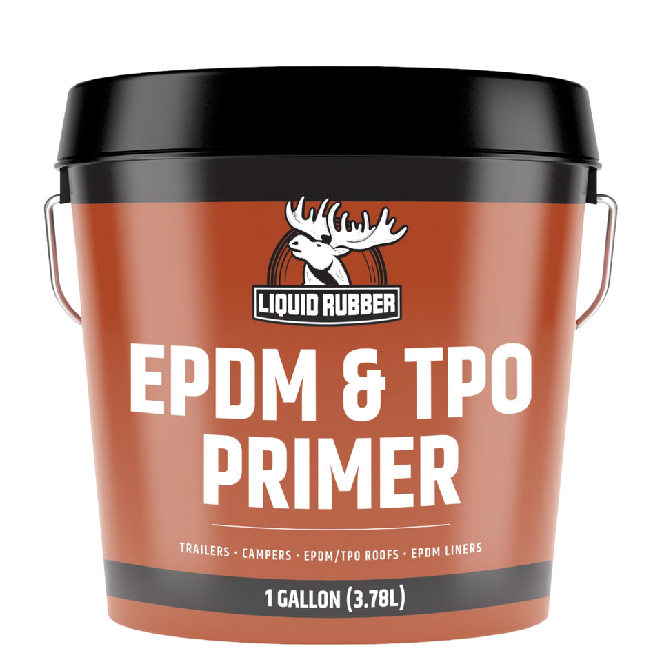 Liquid Rubber EPDM Primer 1-gallon bottle shown for basecoat prep and adhesion.