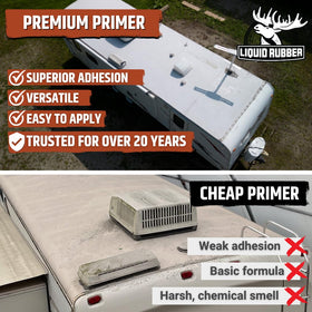 EPDM Primer applied on an EPDM RV roof for a strong basecoat.