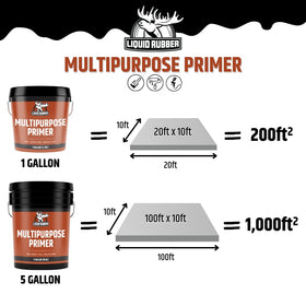 Liquid Rubber Primer packaging highlighting 1-gallon size for large projects