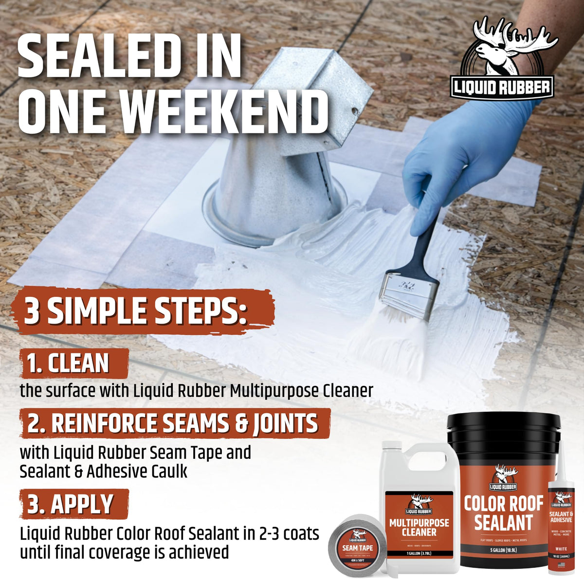 Liquid Rubber Primer enhances adhesion on challenging roof surfaces.