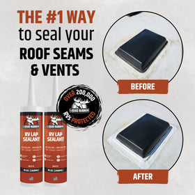 Bead application of Liquid Rubber RV Lap Sealant demonstrates self-leveling flow for a smooth roof seal