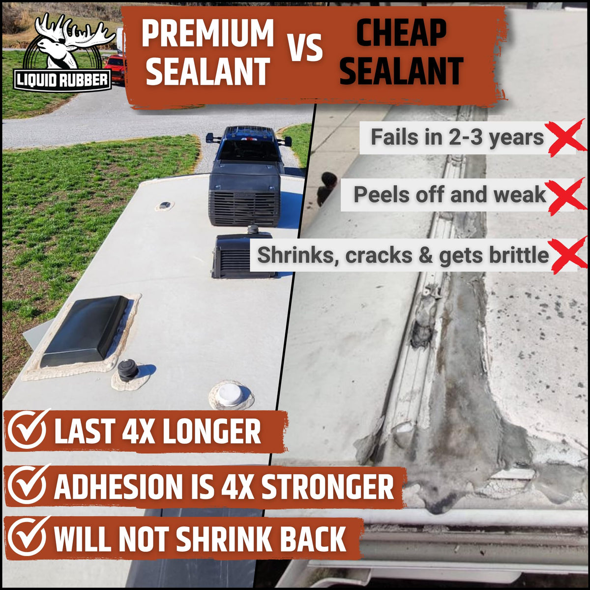 Liquid Rubber RV Lap Sealant on a roof seam creating a waterproof barrier