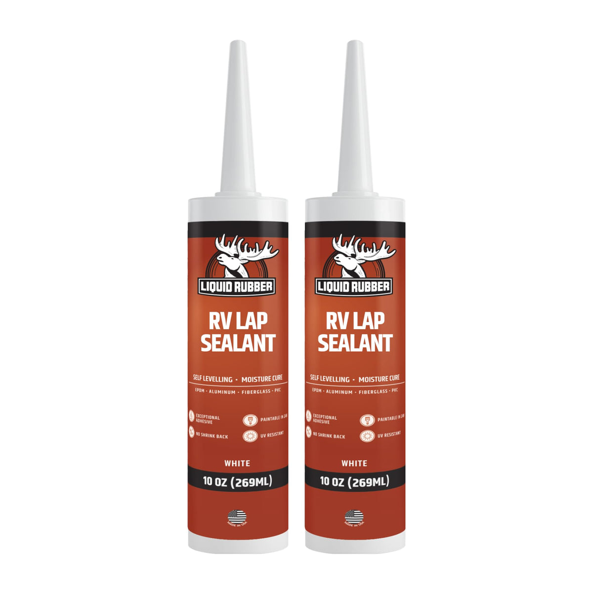 Liquid Rubber RV lap sealant tube ready for rooftop horizontal seams.