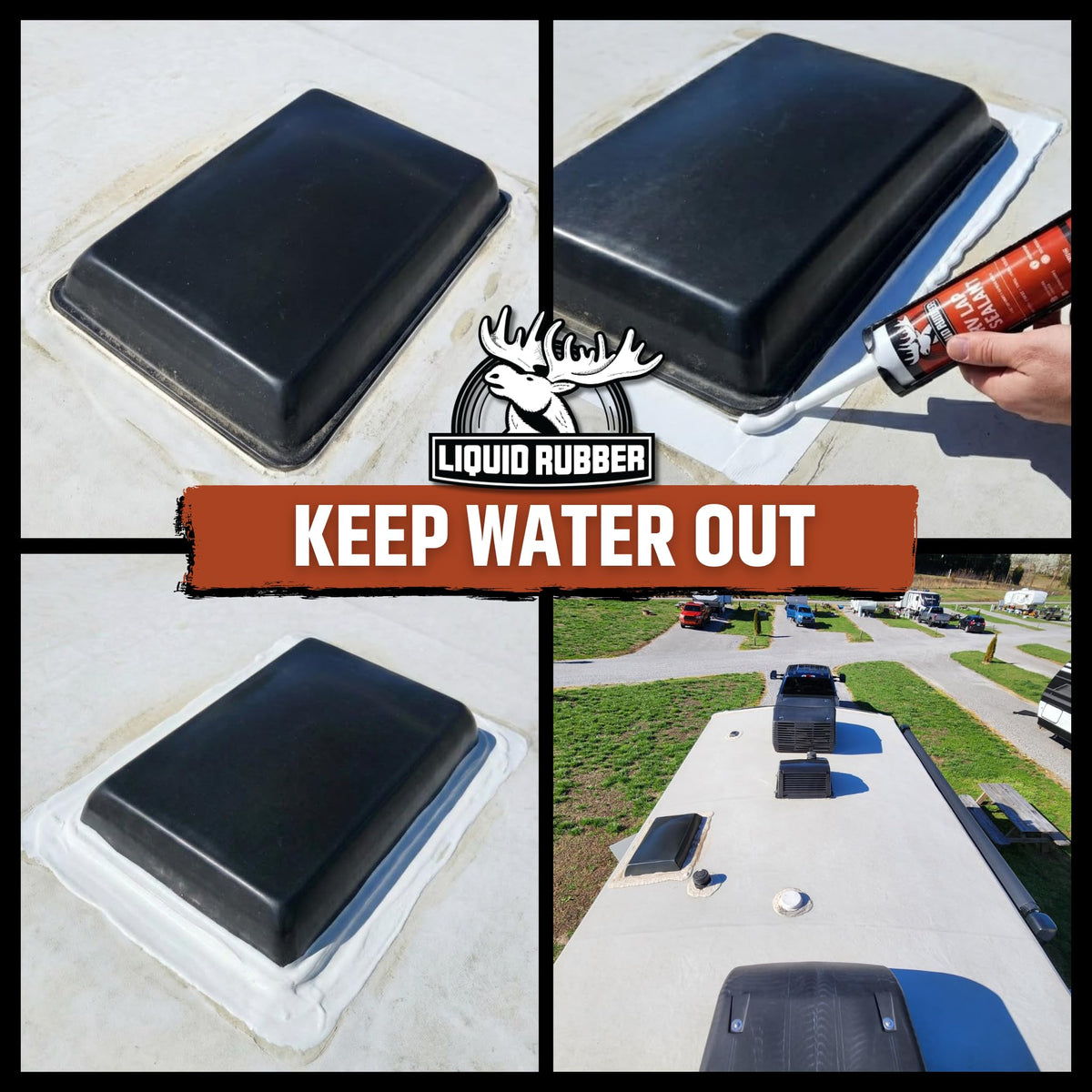 Sealing a vent with Liquid Rubber RV Lap Sealant for leak protection