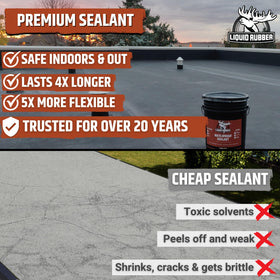 Liquid Rubber sealant being brushed on to create a flexible roof coating.