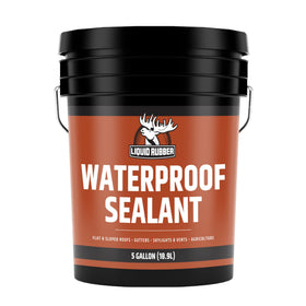 Liquid Rubber waterproof sealant bottle ready for DIY roof repair and sealing.