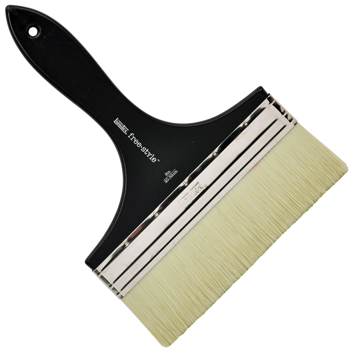 Liquitex large-scale broad flat brush 8 inch for smooth varnishing on large surfaces.