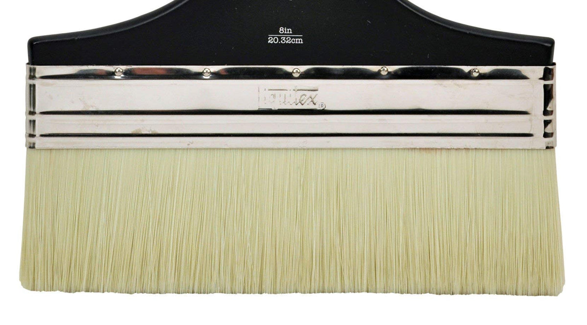 Liquitex varnishing large surfaces brush 8in for even coverage with minimal streaks.