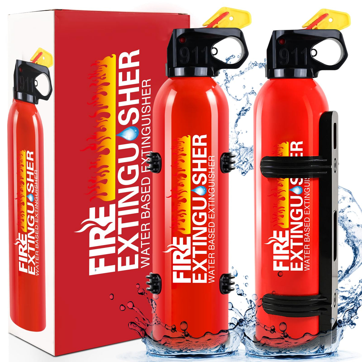 Lirches home fire extinguisher 2-pack with wall mount for quick access.