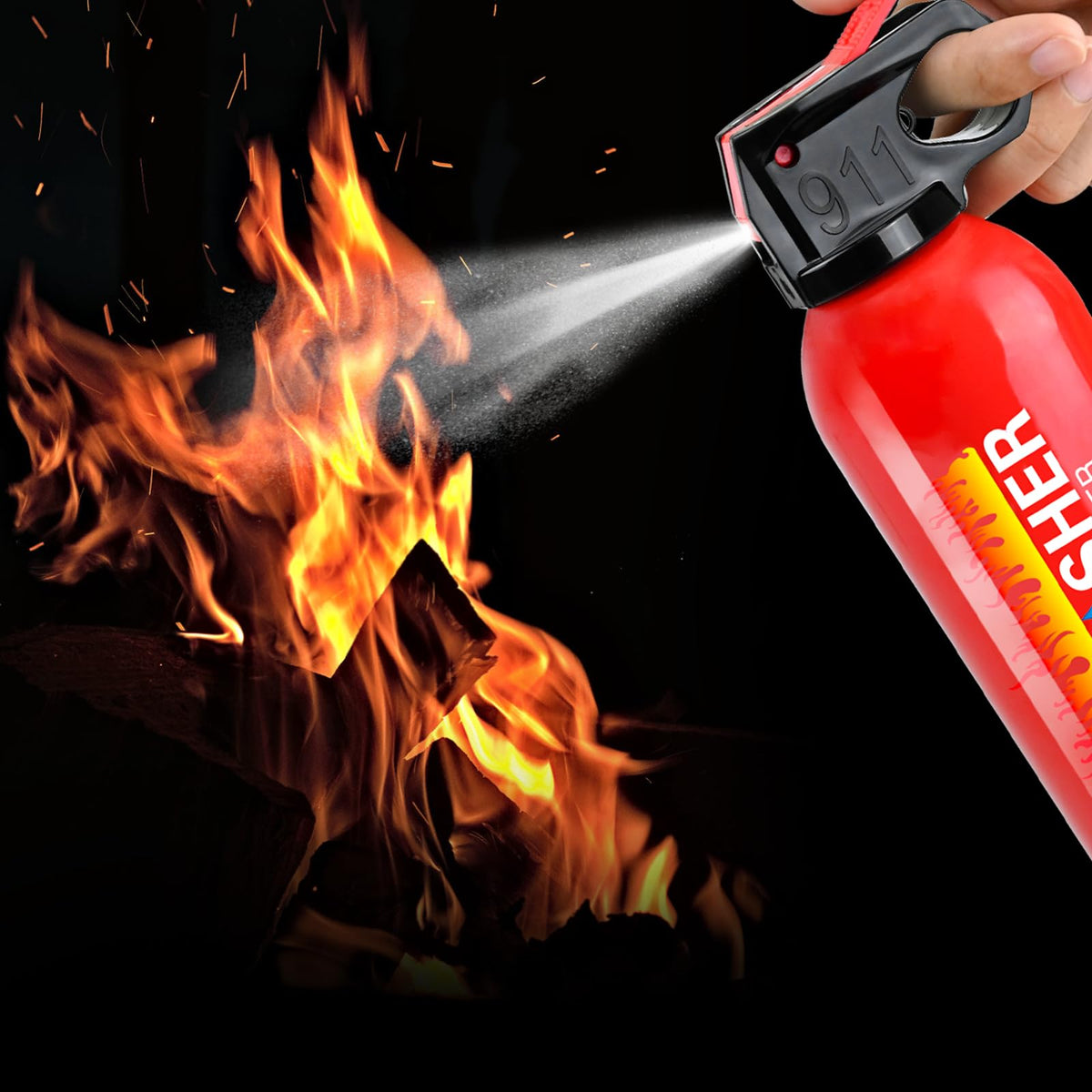 Vehicle or marine installation ready extinguisher usage in transit.