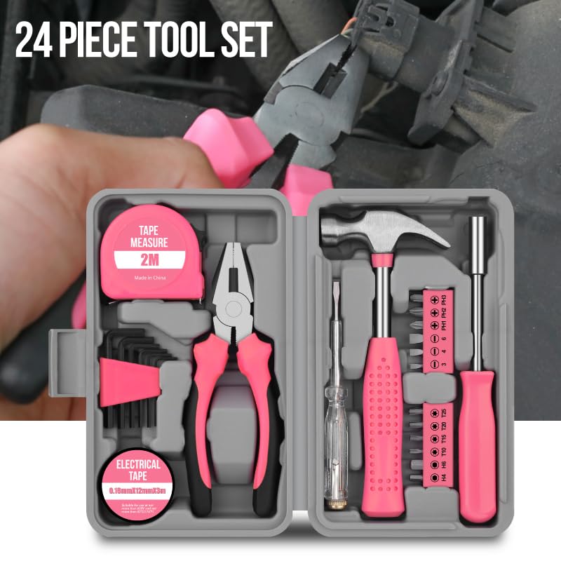 LIRFIX pink toolkit storage in use for portable home fixes.