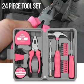 LIRFIX pink toolkit storage in use for portable home fixes.