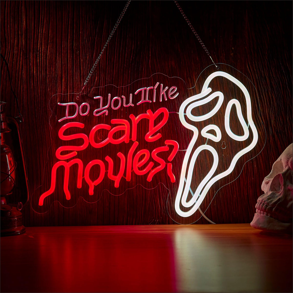 LIRUJUN Do You Like Scary Movies neon sign lit on wall for cinematic ambience