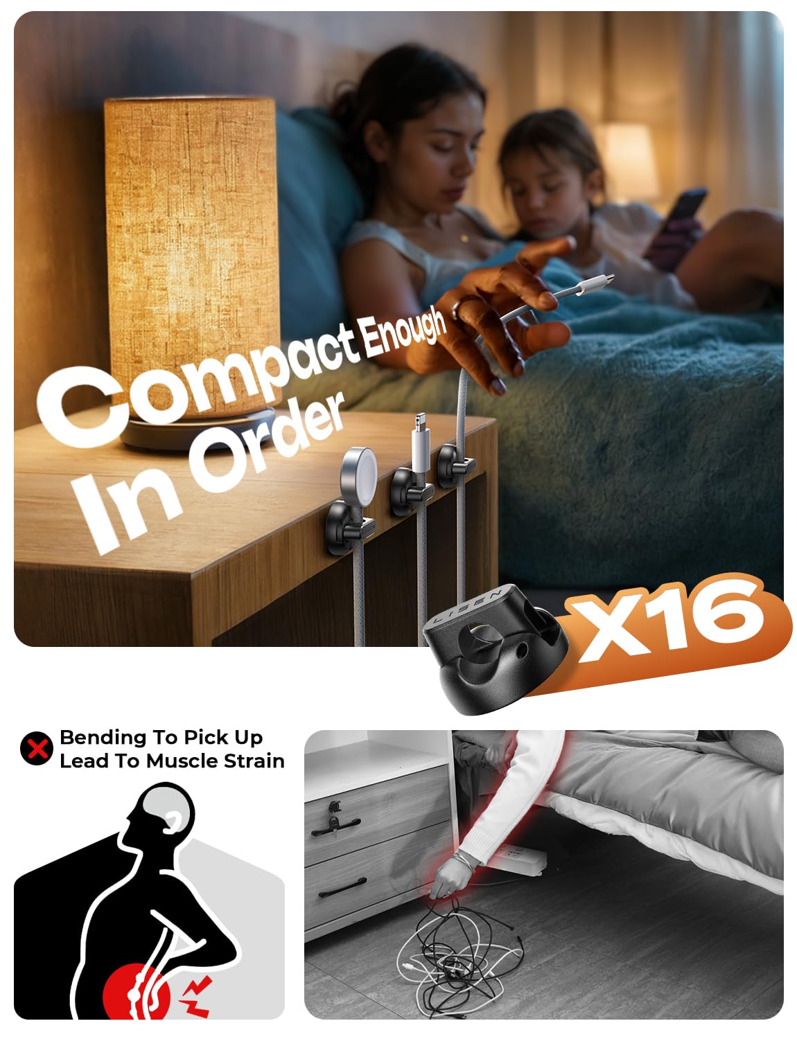 LISEN clip shows the 7 mm slot compatible with various cables