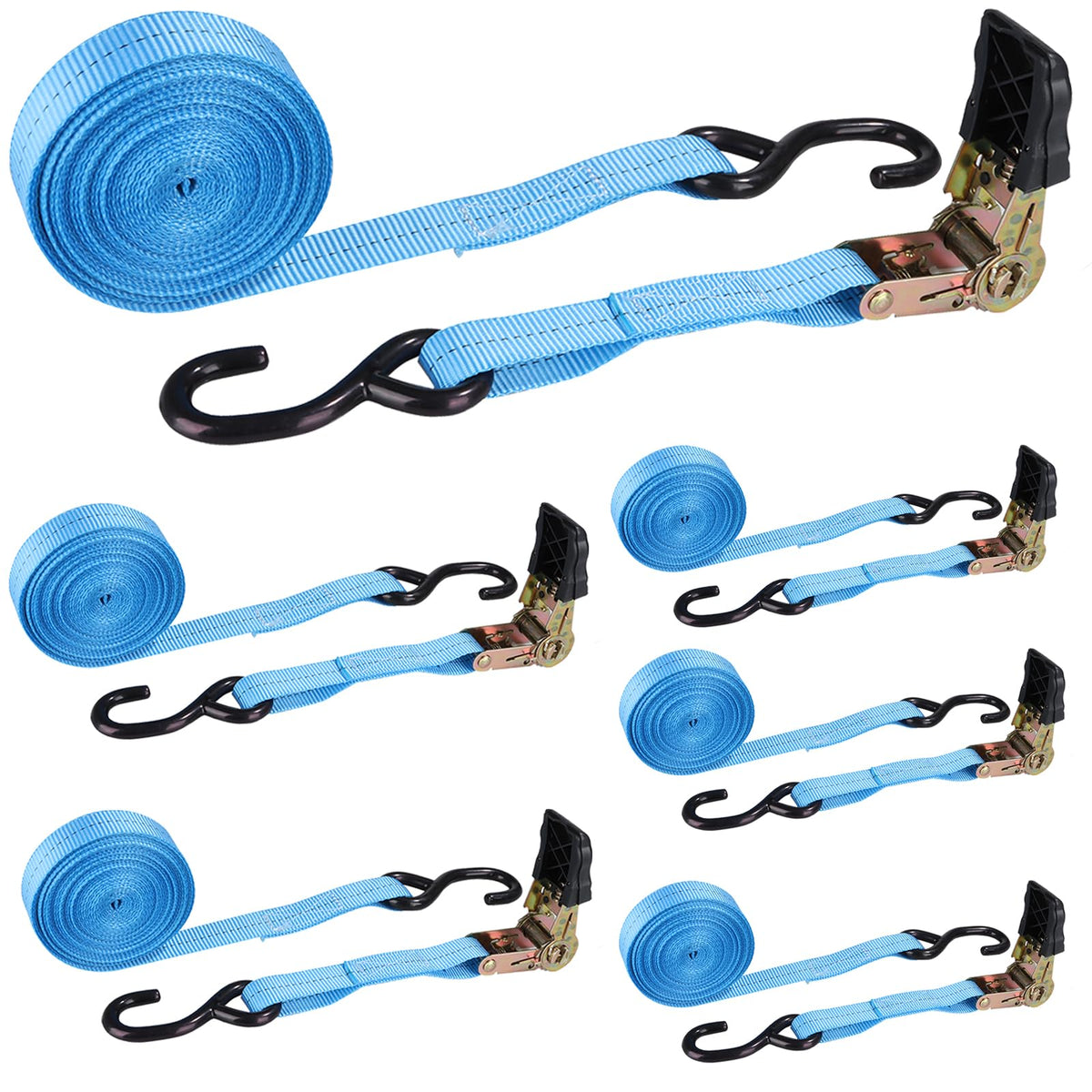 LISHINE 1-inch heavy-duty ratchet strap with hooks close-up secures cargo safely