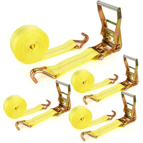 LISHINE 4-pack 2-inch ratchet straps with long webbing for secure cargo.