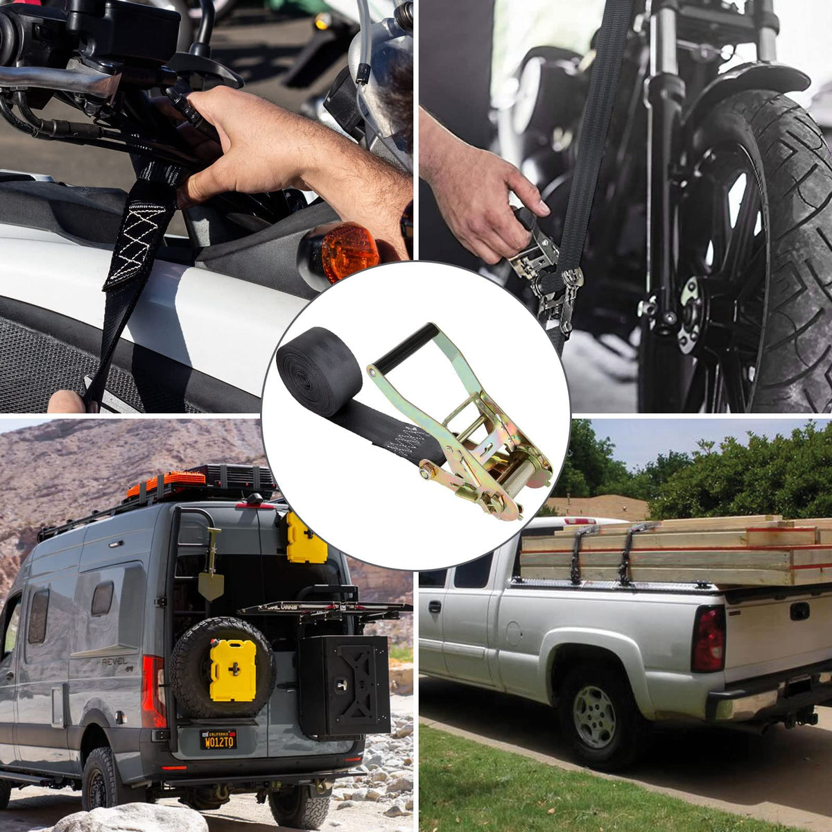LISHINE motorcycle rack strap ready for road packing.
