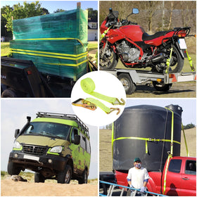LISHINE versatile strap setup ideal for moving kayaks, motorcycles, and more.