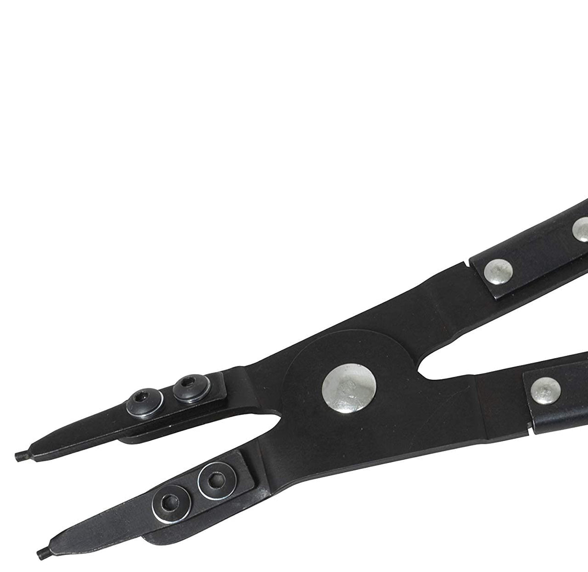 Lisle 38700 pliers showing compact jaws for tight-space snap ring removal