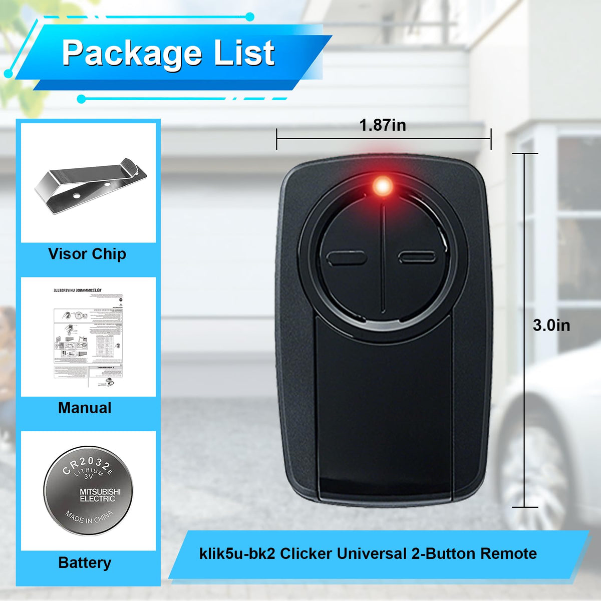 LISMODZ Klik5U-BK2 remote dual-pack for two doors