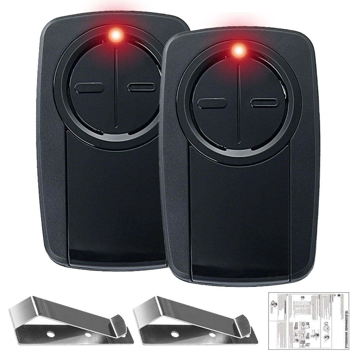 LISMODZ Klik5U-BK2 remote front view with two-button layout for fast garage access
