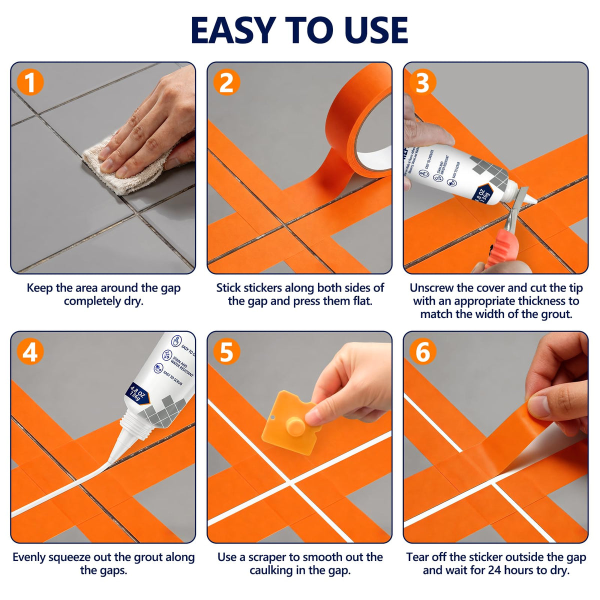 LISRUX tile grout kit for bathroom floors and shower walls.