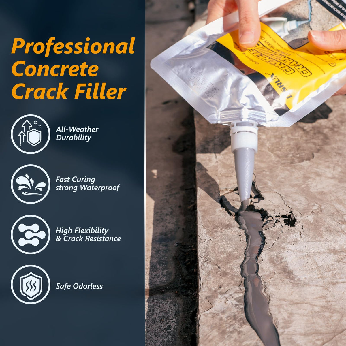 LISRUX concrete crack filler adhesion demonstrates strong bonding to prevent movement