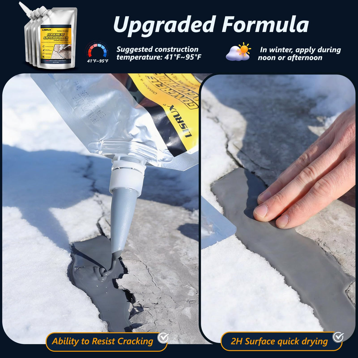 LISRUX fast-drying concrete filler cures quickly for minimal downtime