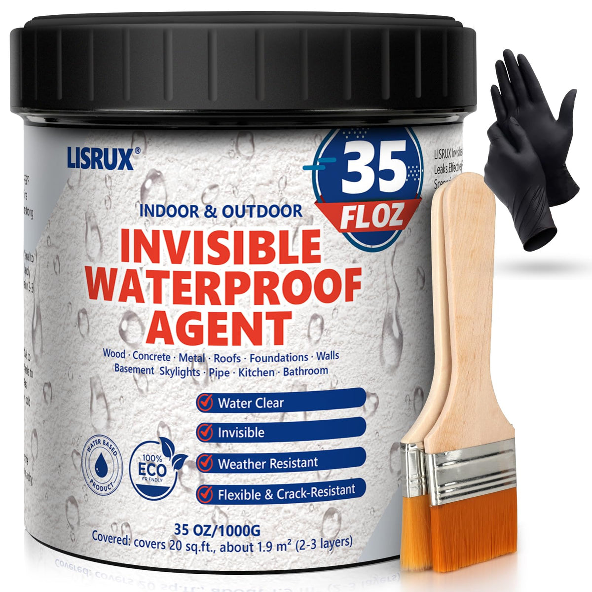 LISRUX waterproof sealant in a clear bottle ready to seal roofs and walls