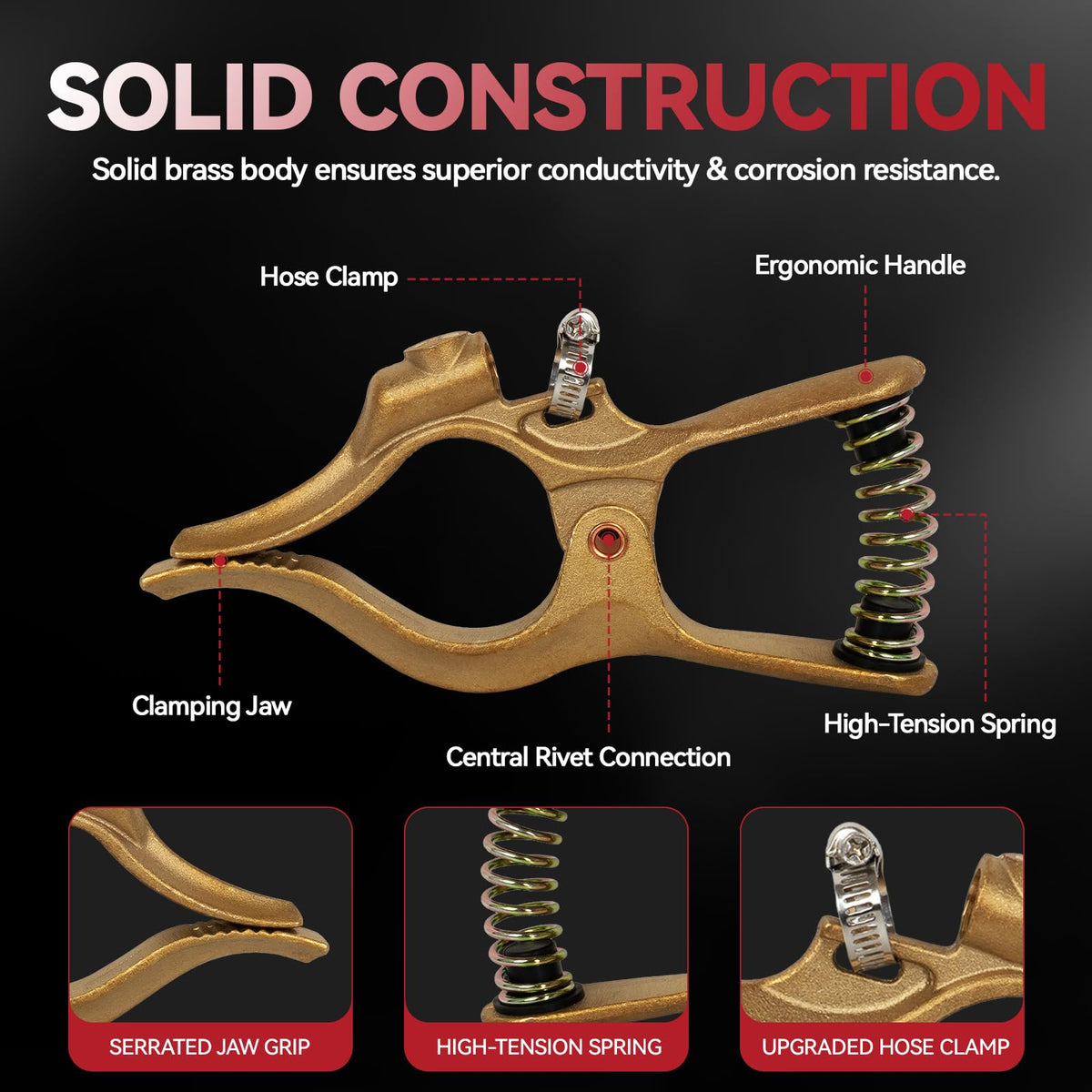 Elliptical jaw span maintains solid connection during welds