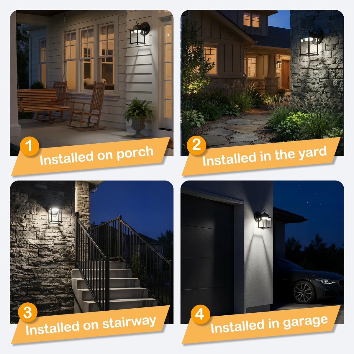 LIT-PaTH mounted lantern on exterior wall for easy DIY installation