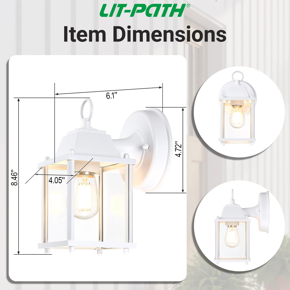 LIT-PaTH IP65 rating and white finish suit porches and entryways.
