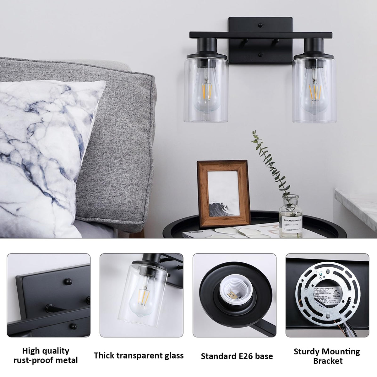 Litaddscen two-light fixture offers up-down mounting for flexible installation options