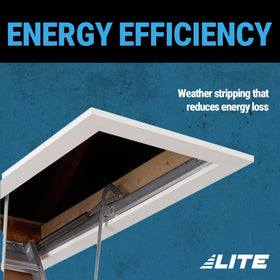 LITE attic ladder with slip-resistant cross-tread steps for stable footing