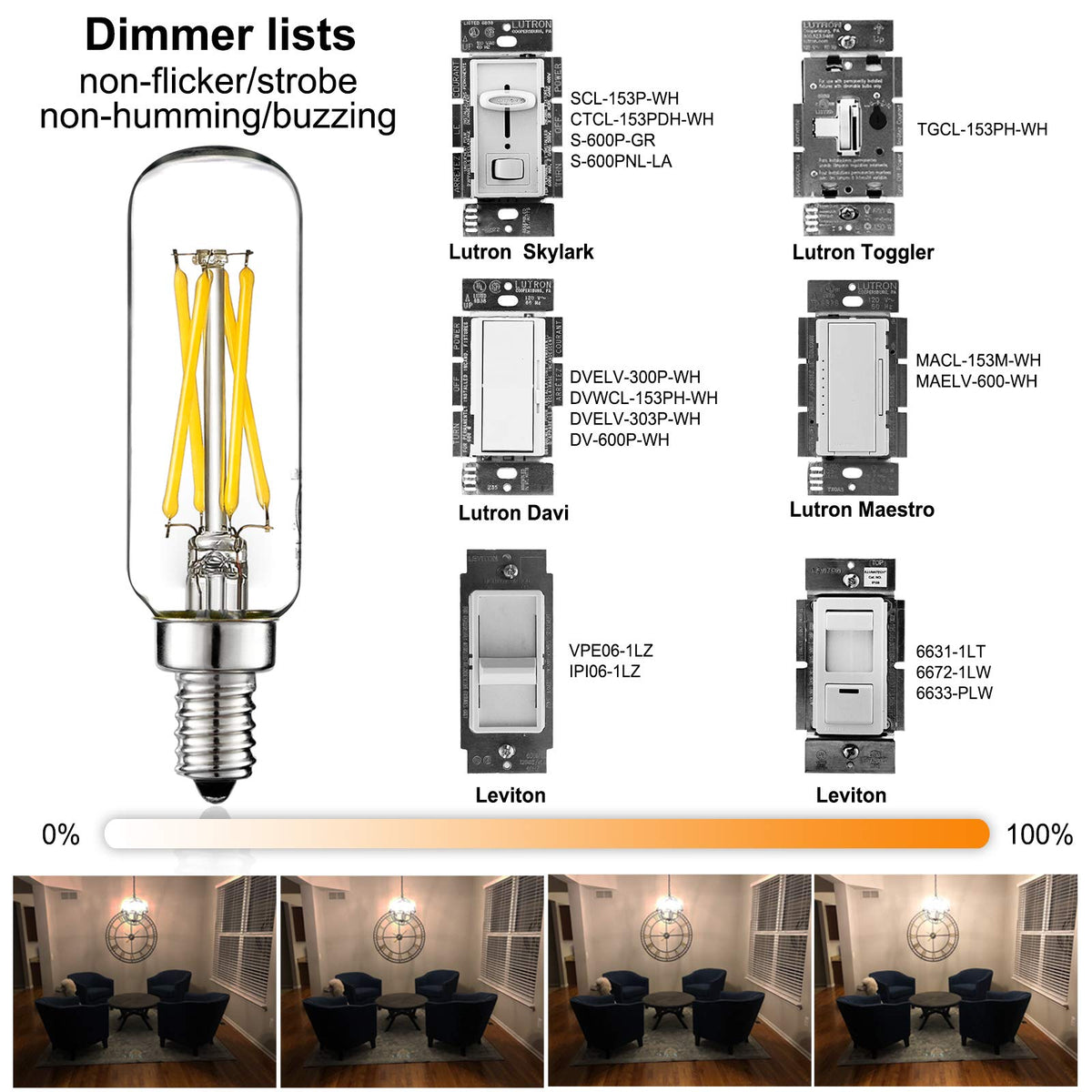 LiteHistory 40W-equivalent E12 candelabra bulb enhances dining and foyer lighting.